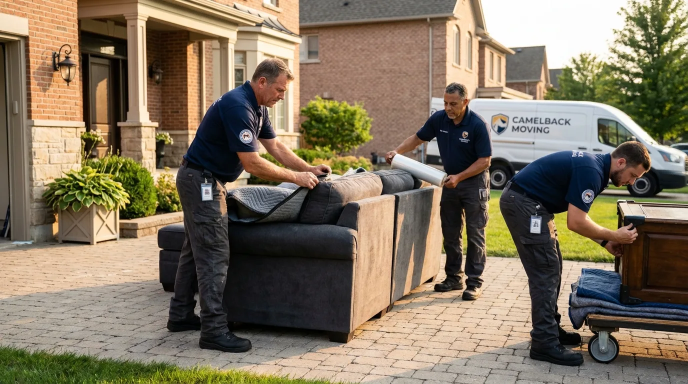Large estate moving crew wrapping furniture in Soperton, GA